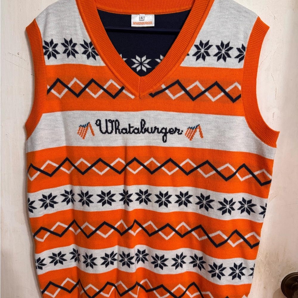 Whataburger Orange and White Men's Sweater Vest